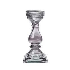 Candelabro vidrio gris*Muy Mucho Discount